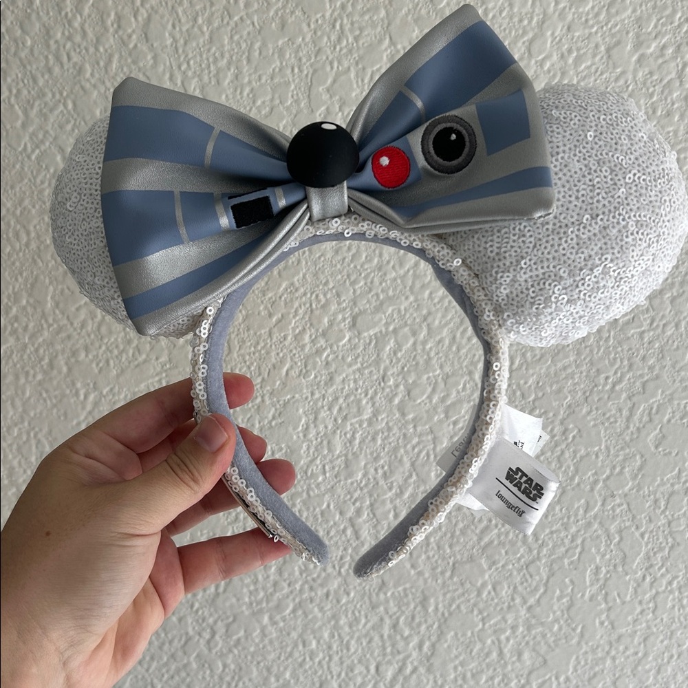 Loungefly Silver and Blue Sequin Bow Headband